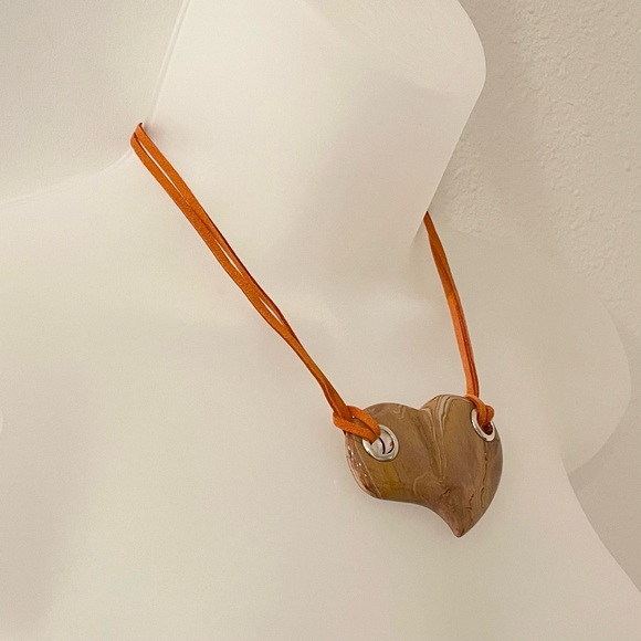 Jay King Jasper Heart Necklace with Sterling Silver & Suede - Picture 2 of 11